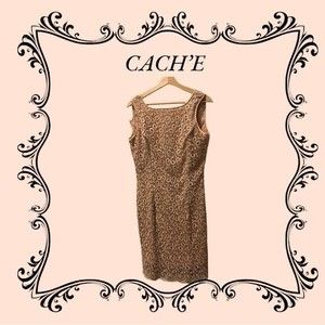 CACH’E Dress Straight Sleeveless Frosty Pink Open Eyelet w/ Lining Dressy Size 8